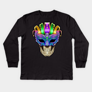 Mardi Gras Skull Mask Kids Long Sleeve T-Shirt